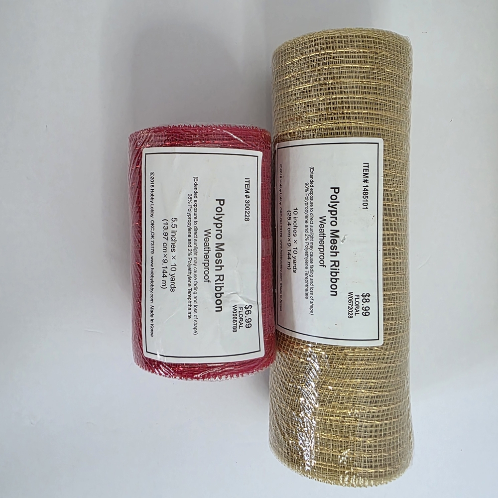 Polypro Mesh Ribbon Set - Red and Tan - Picture 9 of 15